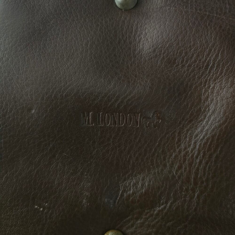 M London Mens Tote Duffel Bag Brown Leather Travel Gym Weekender Carry On Preppy - Picture 11 of 14